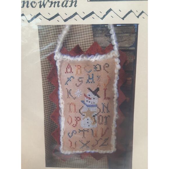 Homespun Elegance Cross Stitch Pattern Sampler Snowman Ornament - Picture 2 of 5
